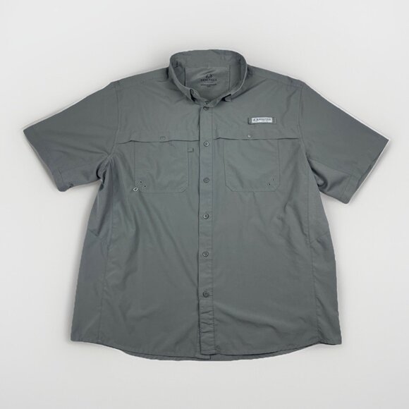 RealTree Fishing Shirt Mens XL Light Gray Button Up Vented Pockets Lightweight - Picture 1 of 16